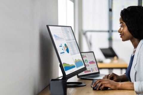 Business Analyst Woman Using Computer Data Tech